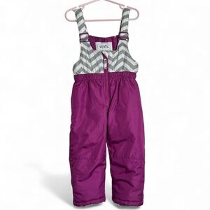 Stevies Bib Overalls Snow Pants Purple Gray Size 2T Zipper Front Waterproof Cozy
